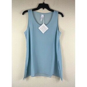 Wynne Layers sheer tank top turquoise light blue color size Small